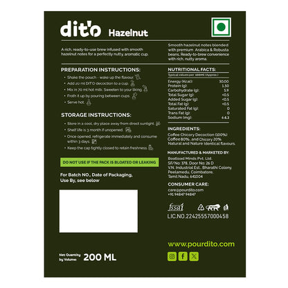 DIT'O Hazelnut Brew | 200 ml Flavoured Filter Coffee Decoction