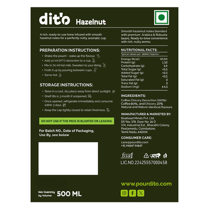 DIT'O Hazelnut Brew | 500 ml Flavoured Filter Coffee Decoction