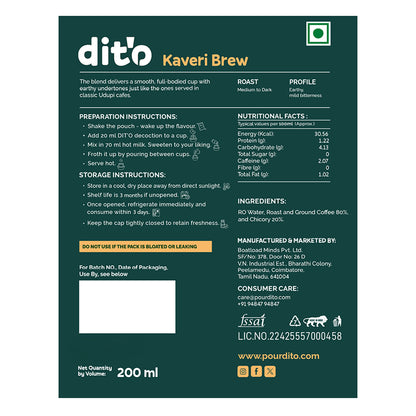 DIT'O Kaveri Brew | 200 ml Everyday Filter Coffee Decoction